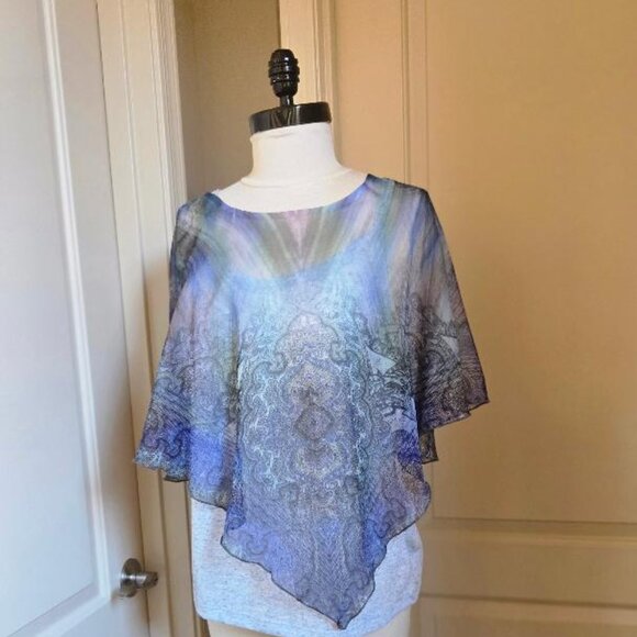 ONE WORLD SHEER TOP WITH TANK   PETITE LG  NWOT - Picture 3 of 7